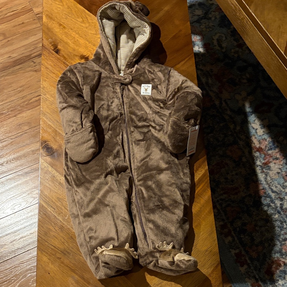 Carter's Brown Fleece Moose Footie 🫎